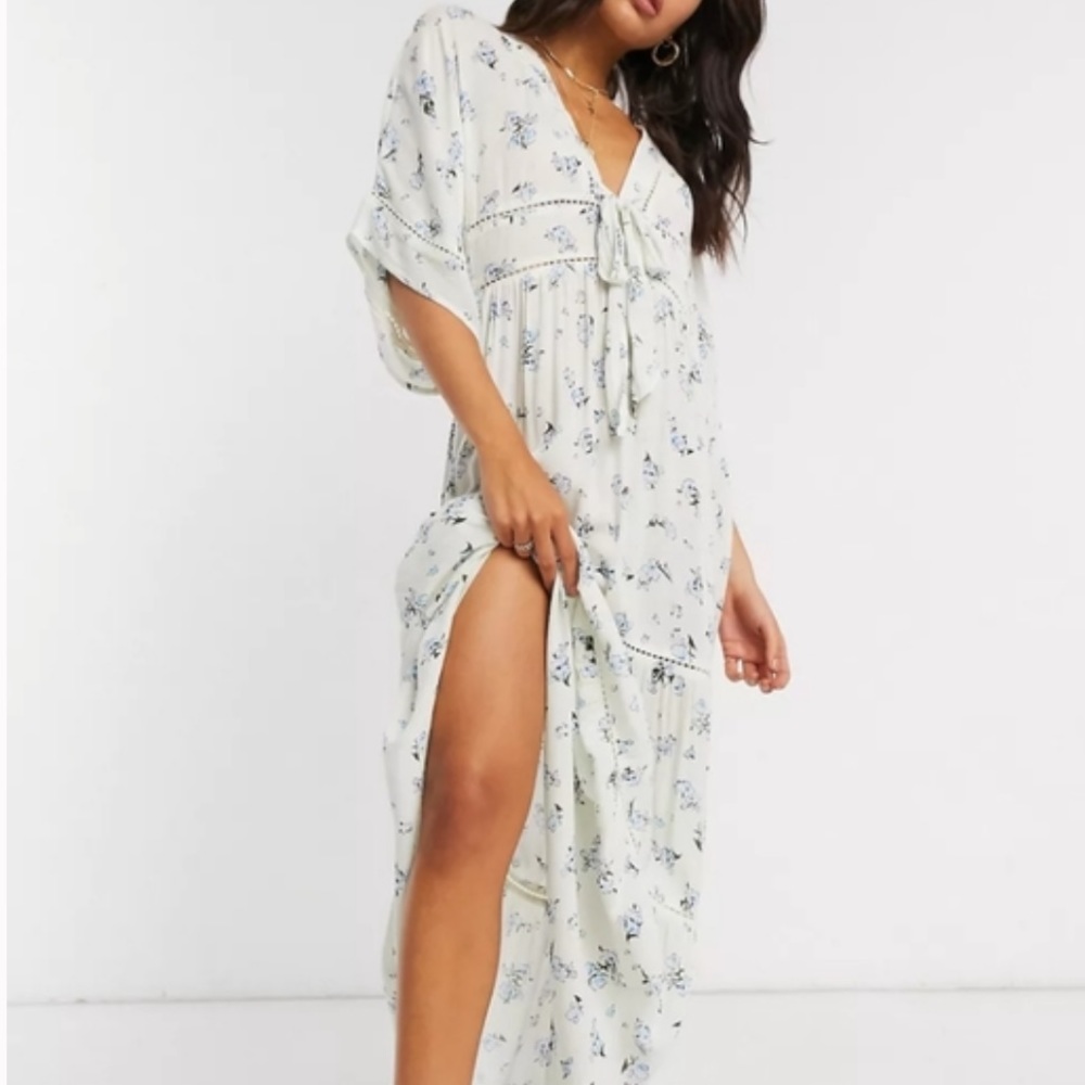 ASOS Maternity Floral Lace Up Front Bohemian Maxi Dress